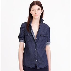 NEW- J Crew Keeper Chambray Shirt in Dark rinsed. Size 00
